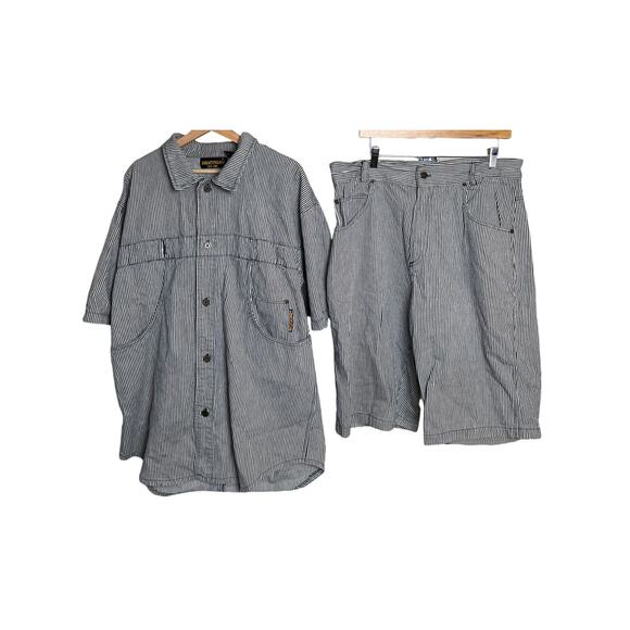 Vintage BillionBay New York 2XL Size 38 Baggy 100% Cotton Button Down & Shorts - Picture 1 of 9